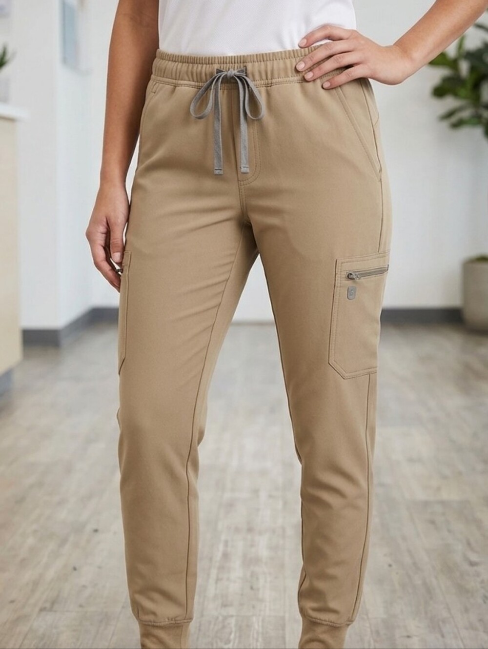 Figs Khaki Drawstring Cargo Joggers